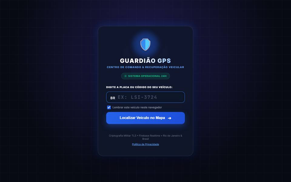 Guardião GPS: painel de telemetria e rastreamento veicular em tempo real.